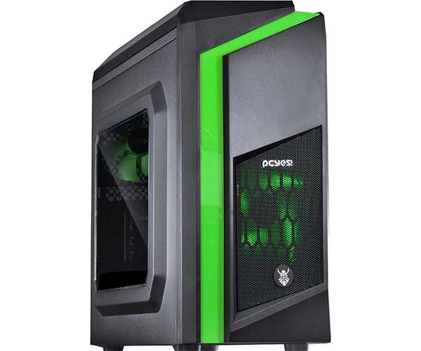 GABINETE GAMER PCYES! DWARF PRETO COM VERDE
