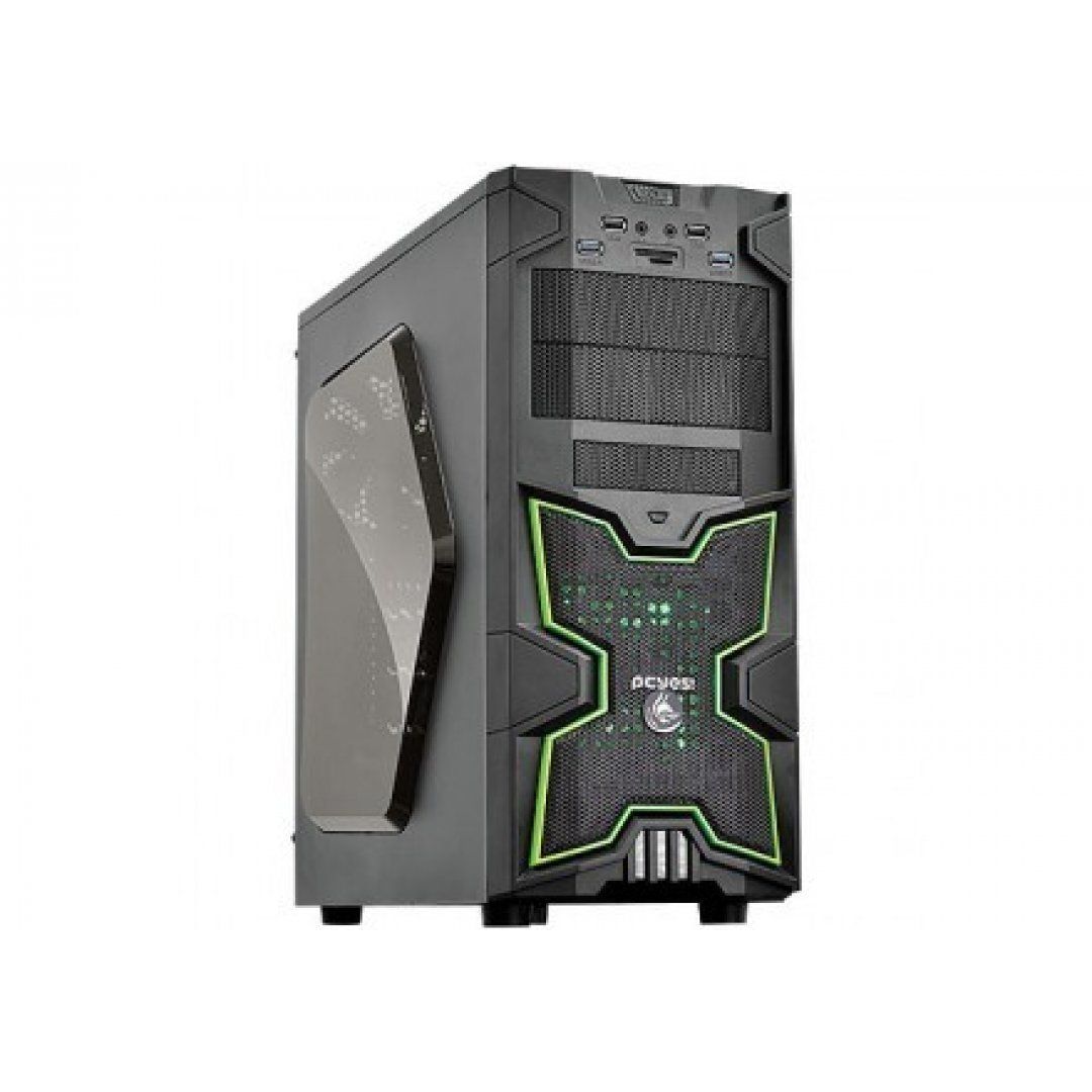GABINETE GAMER PCYES! FOX C/LED VERDE - BOX