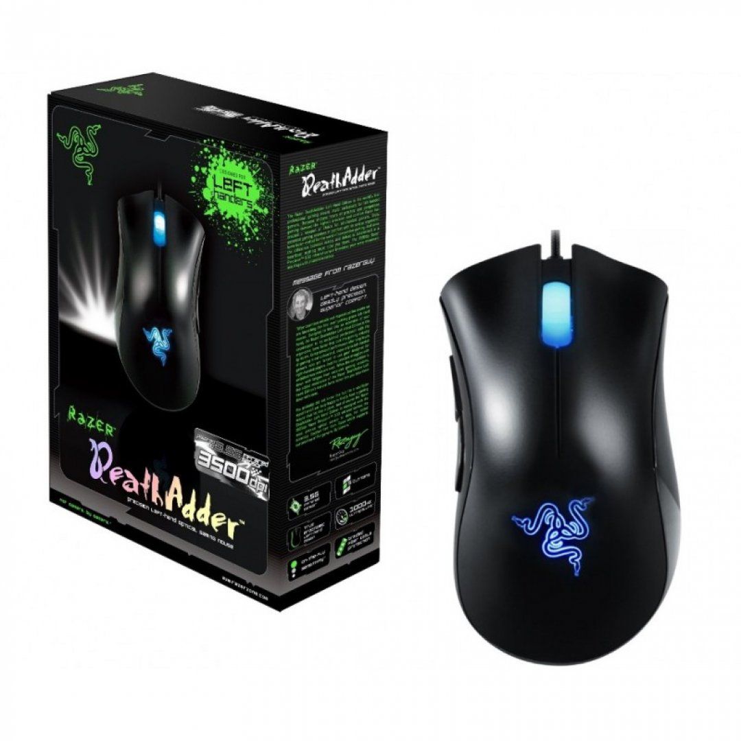 Mouse Razer Deathadder - 3500dpi - 5 botões - com LED Azul - RZ01-00151400-R3A1