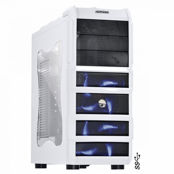 GABINETE GAMER PCYES! RHINO BRANCO EDIÇÃO 3 FAN C / LED AZUL - BOX