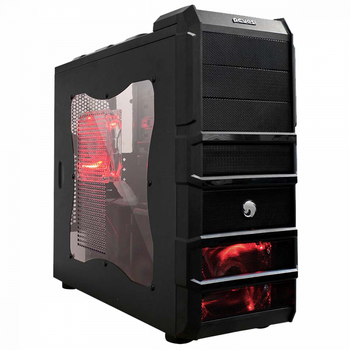 GABINETE GAMER PCYES! RHINO 3 FAN C/LED RED - BOX