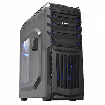 GABINETE PCYES TIGER, PRETO COM LED AZUL