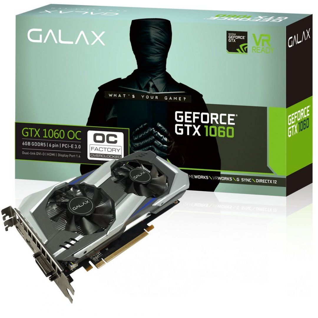 PLACA DE VÍDEO GALAX GEFORCE GTX 1060 6GB OC, 60NRH7DSL9OC