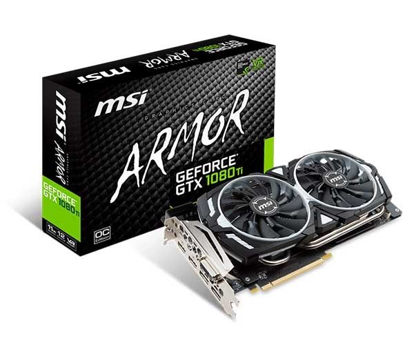 PLACA DE VÍDEO MSI GEFORCE GTX 1080 TI ARMOR OC 11GB GDDR5X 352BIT, 912-V360-010