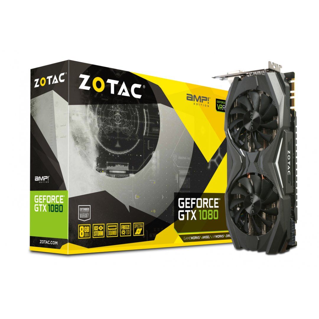 PLACA DE VÍDEO ZOTAC GEFORCE GTX 1080 AMP EDITION 8GB GDDR5X 256-BIT - ZT-P10800C-10P