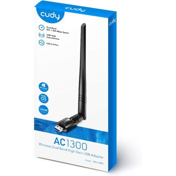 Adaptador Wireless USB Cudy AC1300 WU1400 High Gain - Dual Band 2.4/5GHZ - USB 3.0