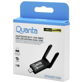 Adaptador Wireless USB Quanta QTAAD1300 AC1300 - Dual Band 2.4/5GHZ - USB 3.0