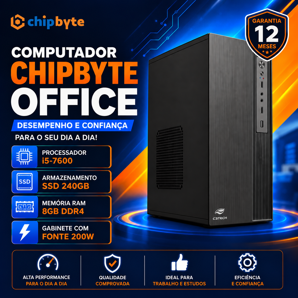 Computador CHIPBYTE i5-8500 / 16GB DDR4 / SSD 512GB | ChipByte