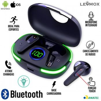 Fone de Ouvido Bluetooth 5.3 Lehmox LEF-PRO80 Preto