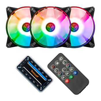 Kit 3 Coolers C/ Controladora e Controle TGT Humber Preto ARGB TGT-HR3-BK01