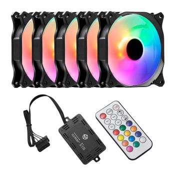 Kit 5 Coolers C/ Controladora e Controle TGT Mirage Preto ARGB TGT-MRG120-RGB5