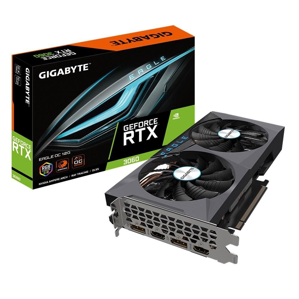 Placa de Vídeo 12GB RTX 3060 Gigabyte Eagle OC GDDR6 192BITS - GV