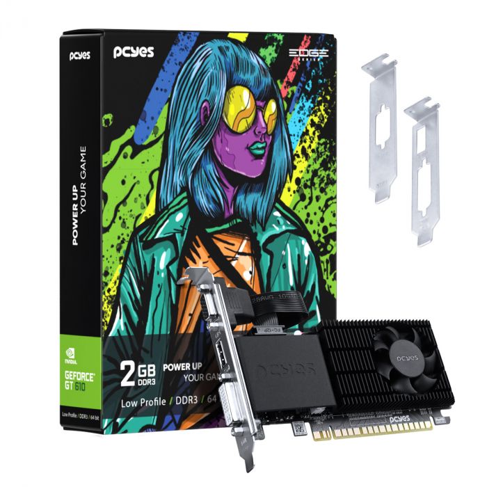 Placa de Vídeo 2GB GT610 Pcyes EDGE DDR3 64Bits Low Profile HDMI