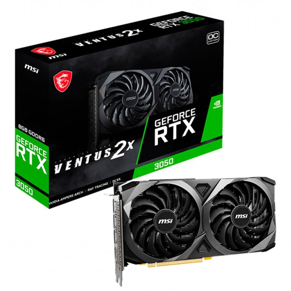 Placa de Vídeo 8GB RTX 3050 MSI VENTUS 2X XS OC GDDR6 128BITS