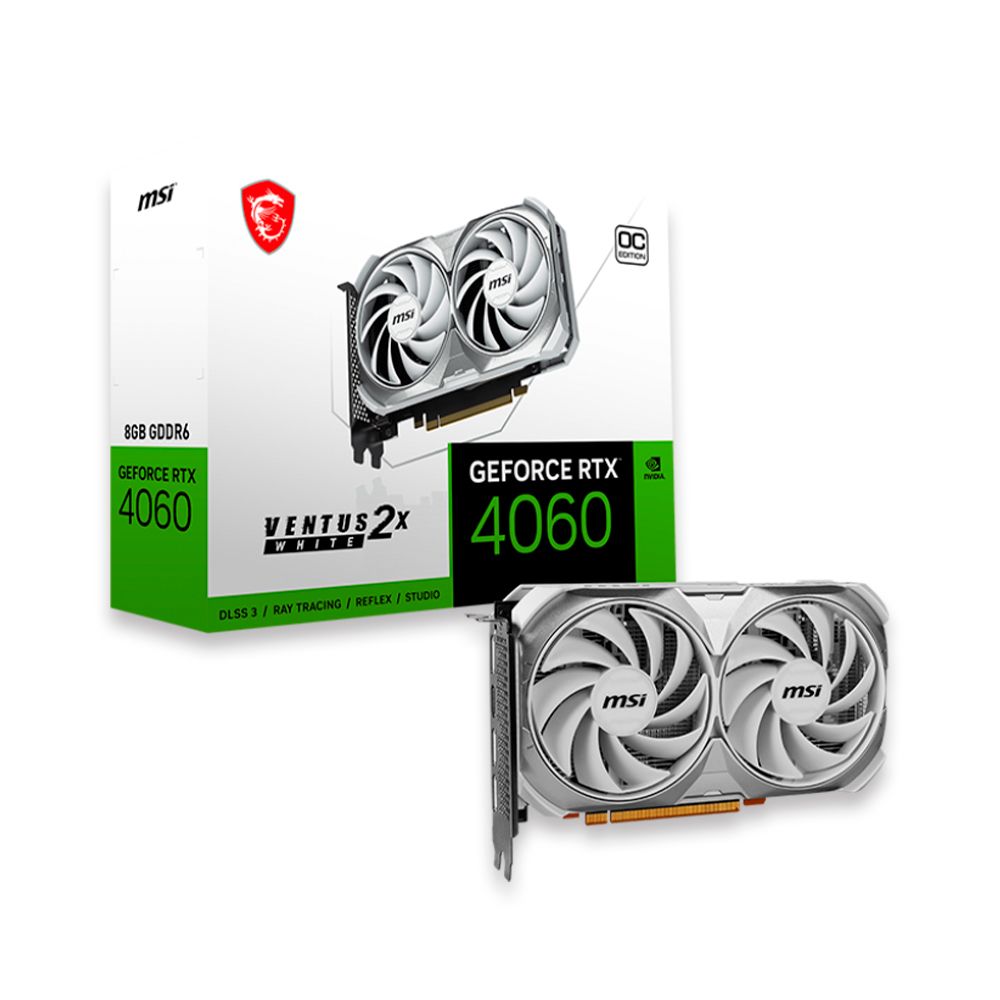 Placa de Vídeo 8GB RTX 4060 MSI Ventus 2X White OC GDDR6 128BITS