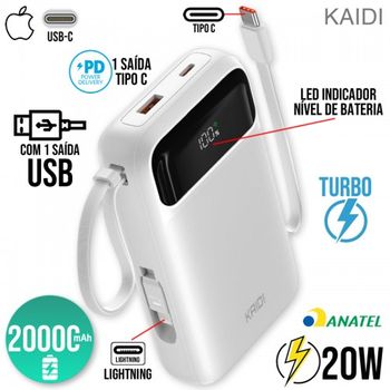 Power Bank 20000mAh Kaidi KNC-922 Branco