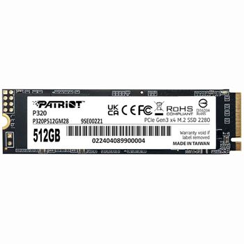 SSD Patriot P320 512GB M.2 NVMe PCIe 3.0 - P320P512GM28 - Leitura 3000Mbs e Gravação 2200Mbs