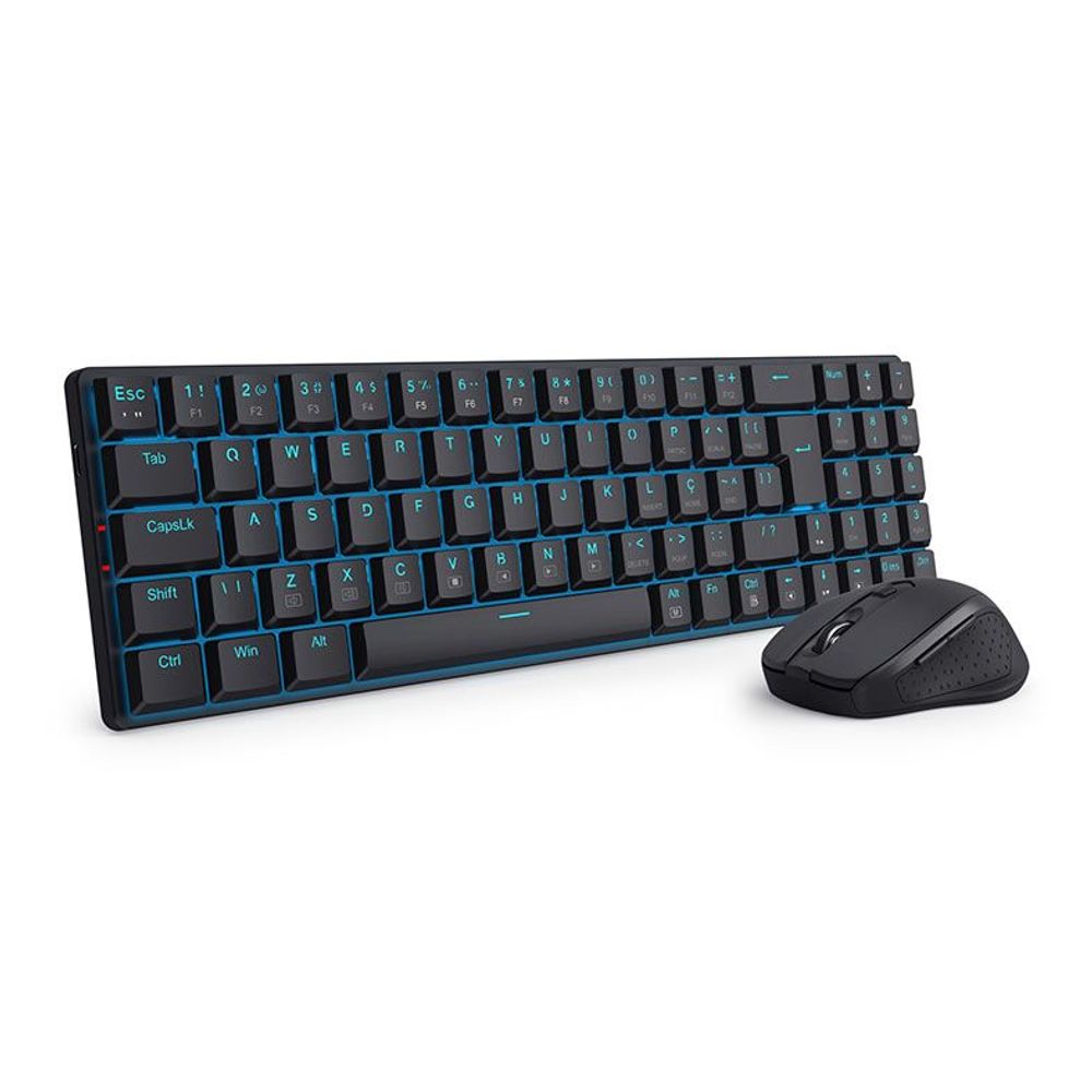 Teclado Mecânico/Mouse Sem Fio Redragon Office Preto BS-8772 BK ...
