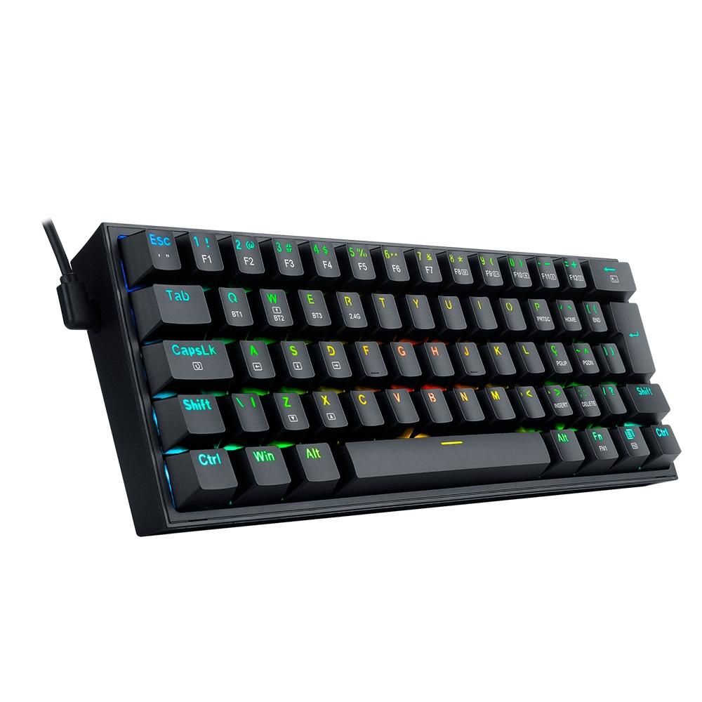 Teclado Mecânico Sem Fio Redragon Fizz PRO Preto K616-RGB-B LED RGB ...