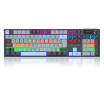 Teclado Mecânico USB Redragon Caesura Cinza, Branco e Azul LED Rainbow Switch Brown - K718GB-R