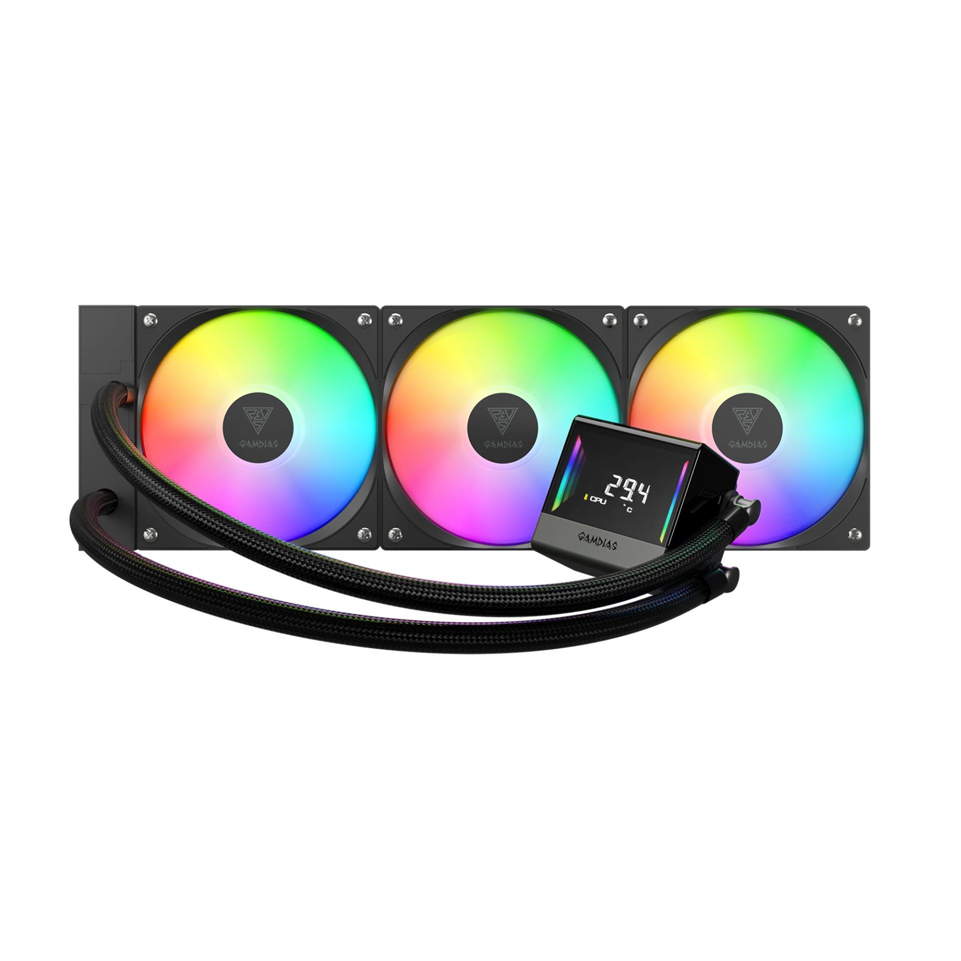 Water Cooler Gamdias Chione E4-360 Preto 360MM Display LCD ARGB