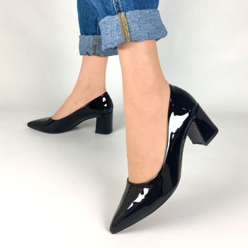 scarpin salto bloco baixo